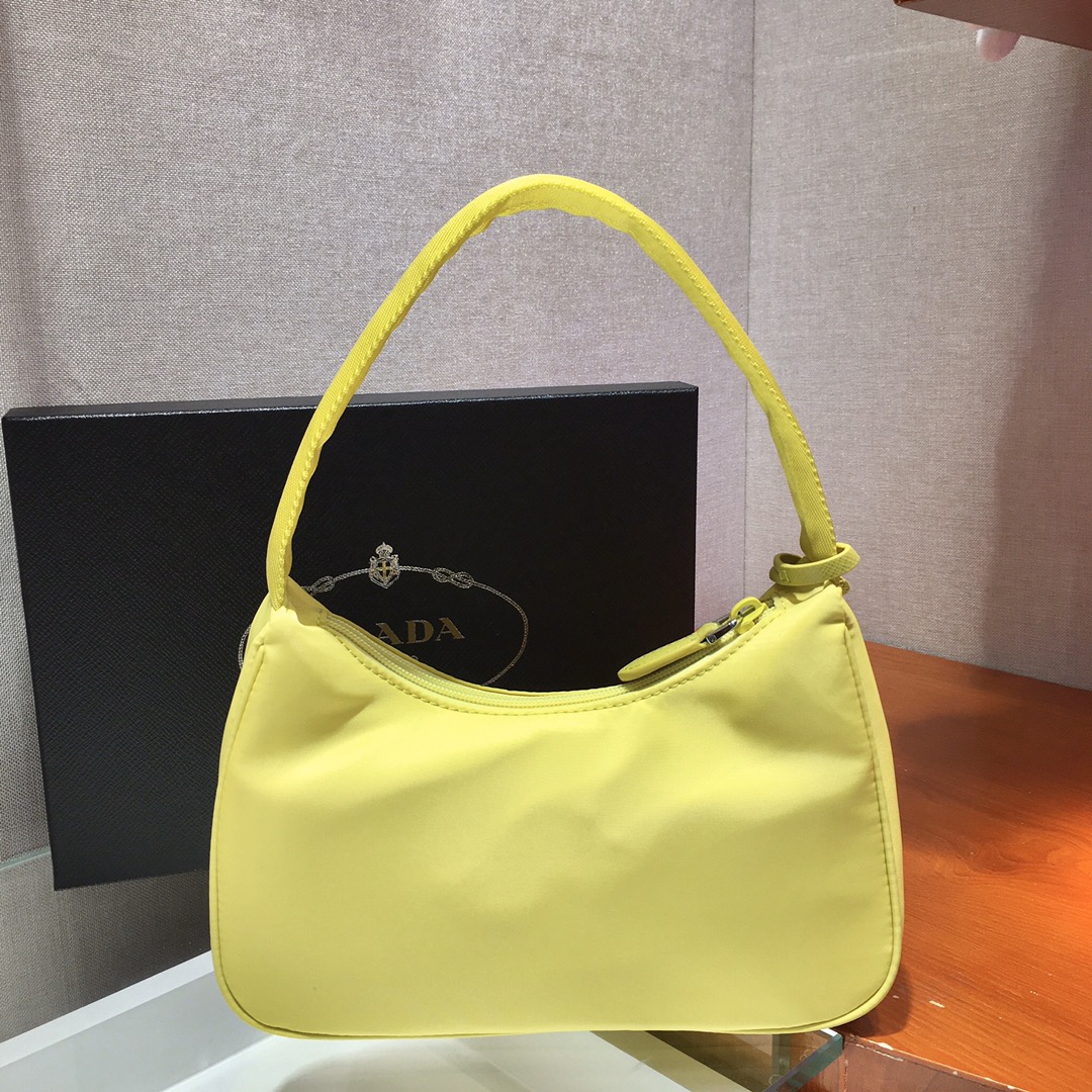 Prada Mini Re Nylon Re Edition 2000 Hobo Bag Handbag Lemon Yellow 1NE515